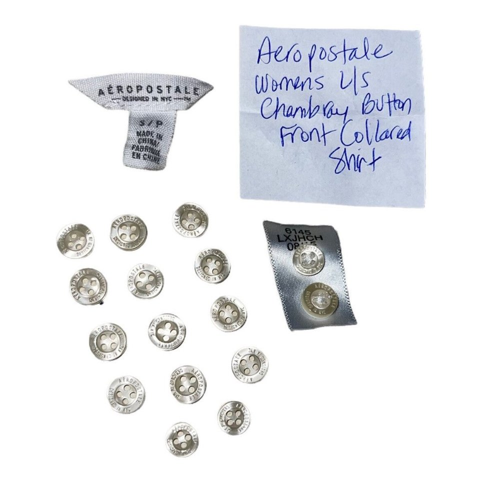 Aeropostale Replacement Logo Buttons x16 from Women Chambray Collar Shirt READ